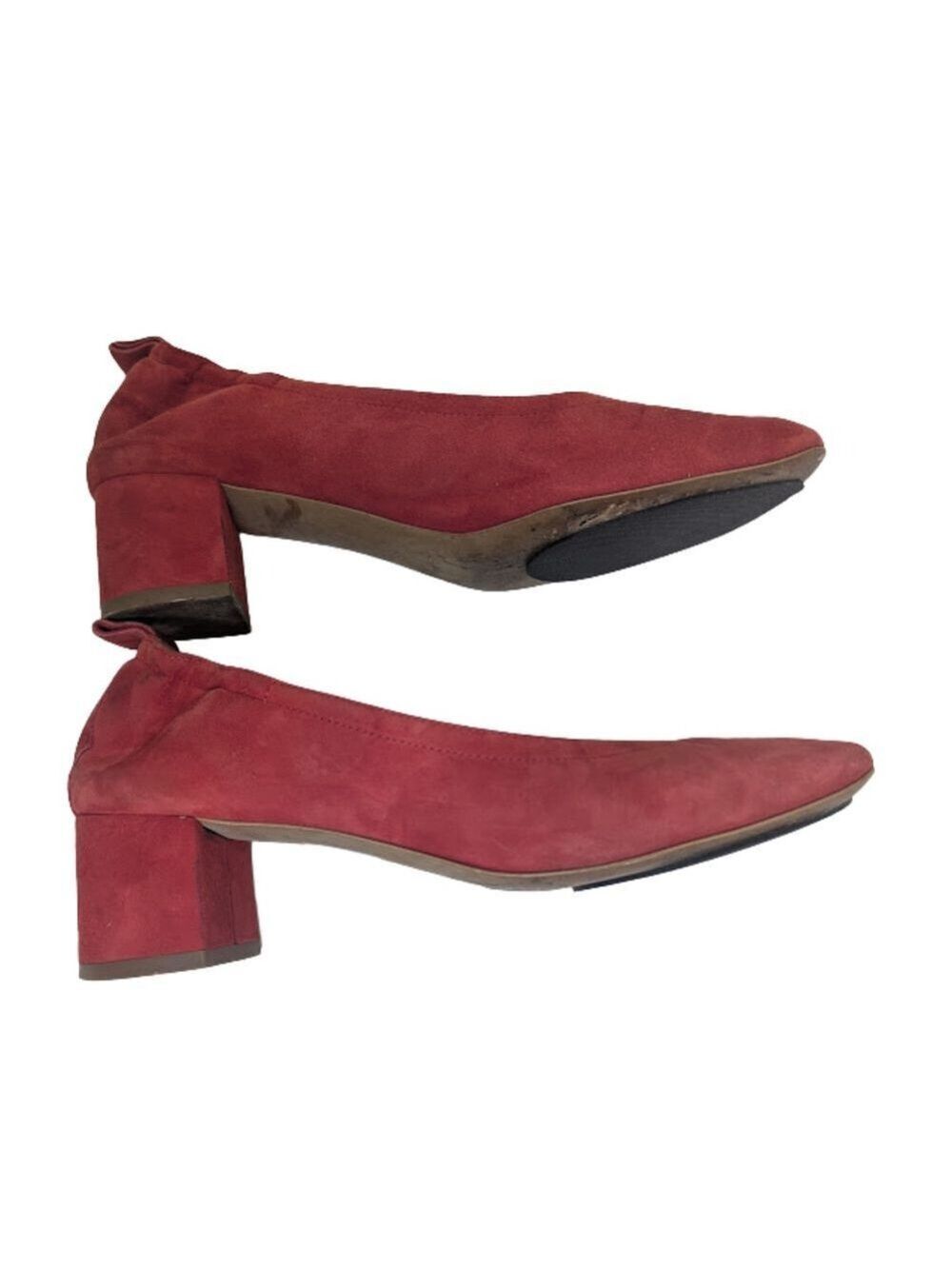 Everlane Italian Suede Day Heel • Size 8 • Soft Red Block Heel • Chic Minimalist - Picture 4 of 13